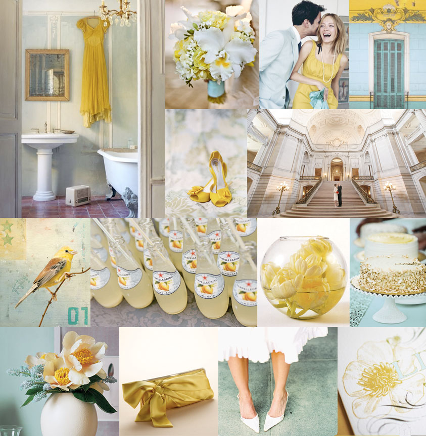 blue and yellow wedding reception pictures
